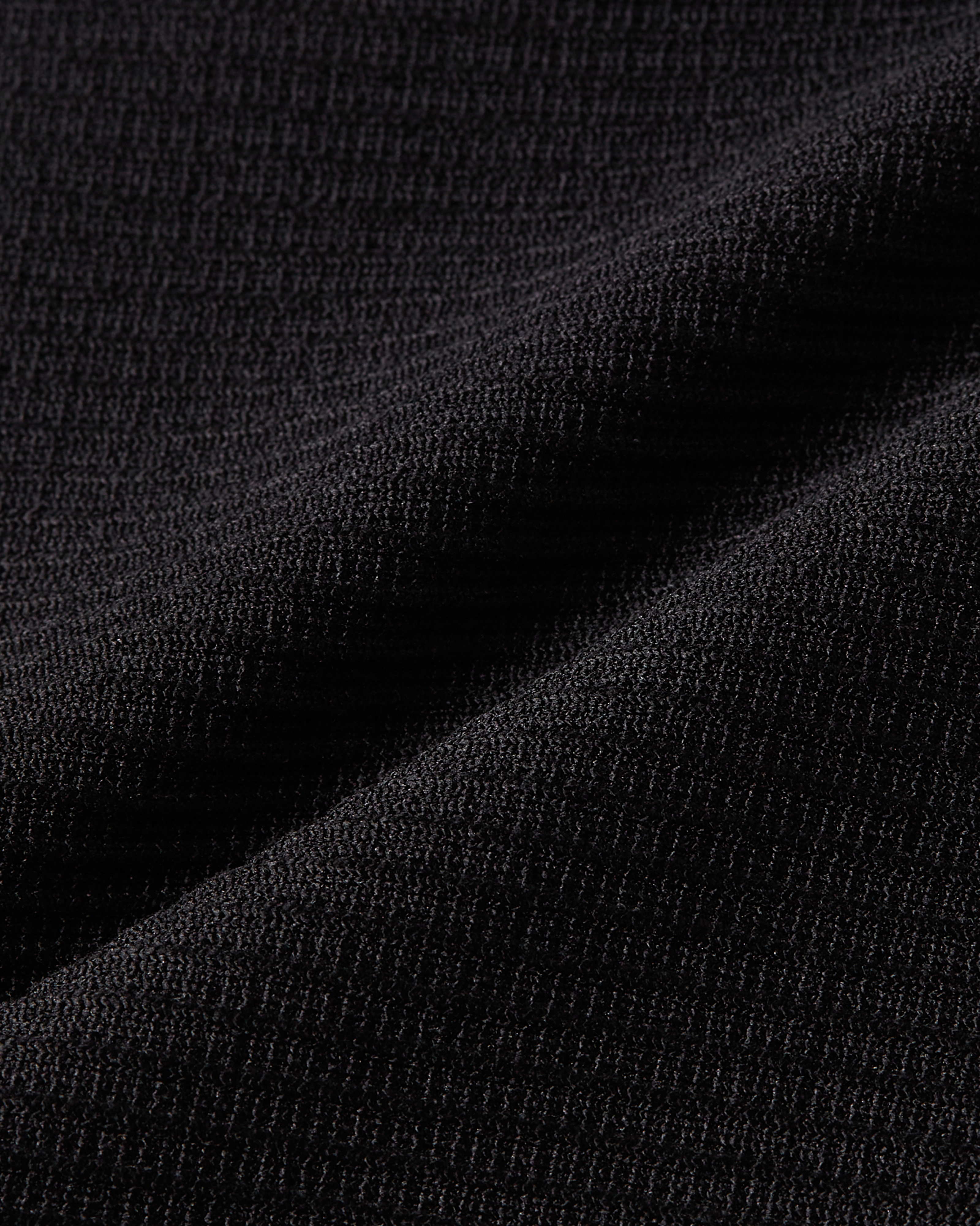 Close up of black ribwear bodysuit highlighting textured material with a firm feel and flexible stretch product image
