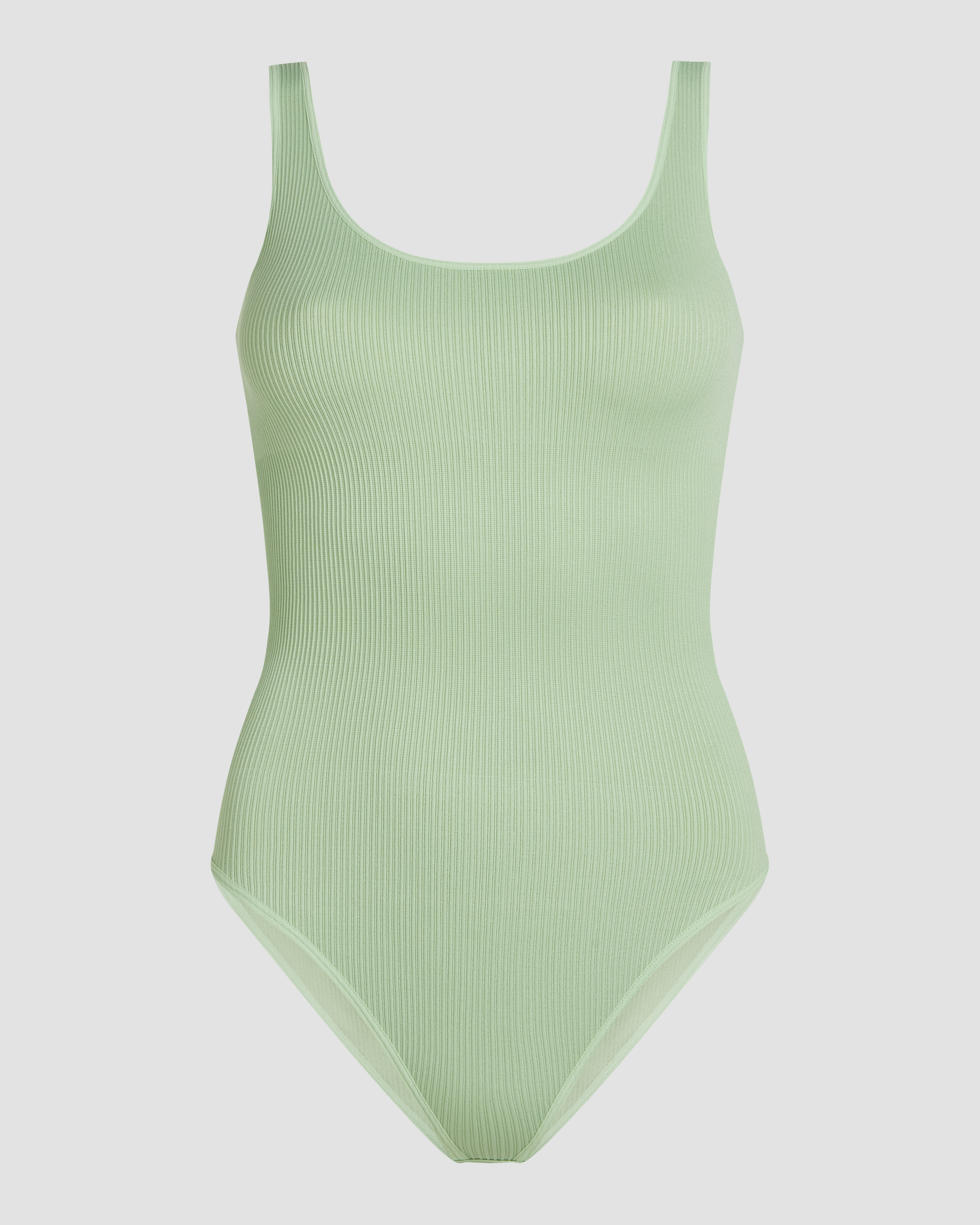 Ribbed bodysuit in matcha with a smooth yet textured finish and a comfortable fit for everyday wear product image