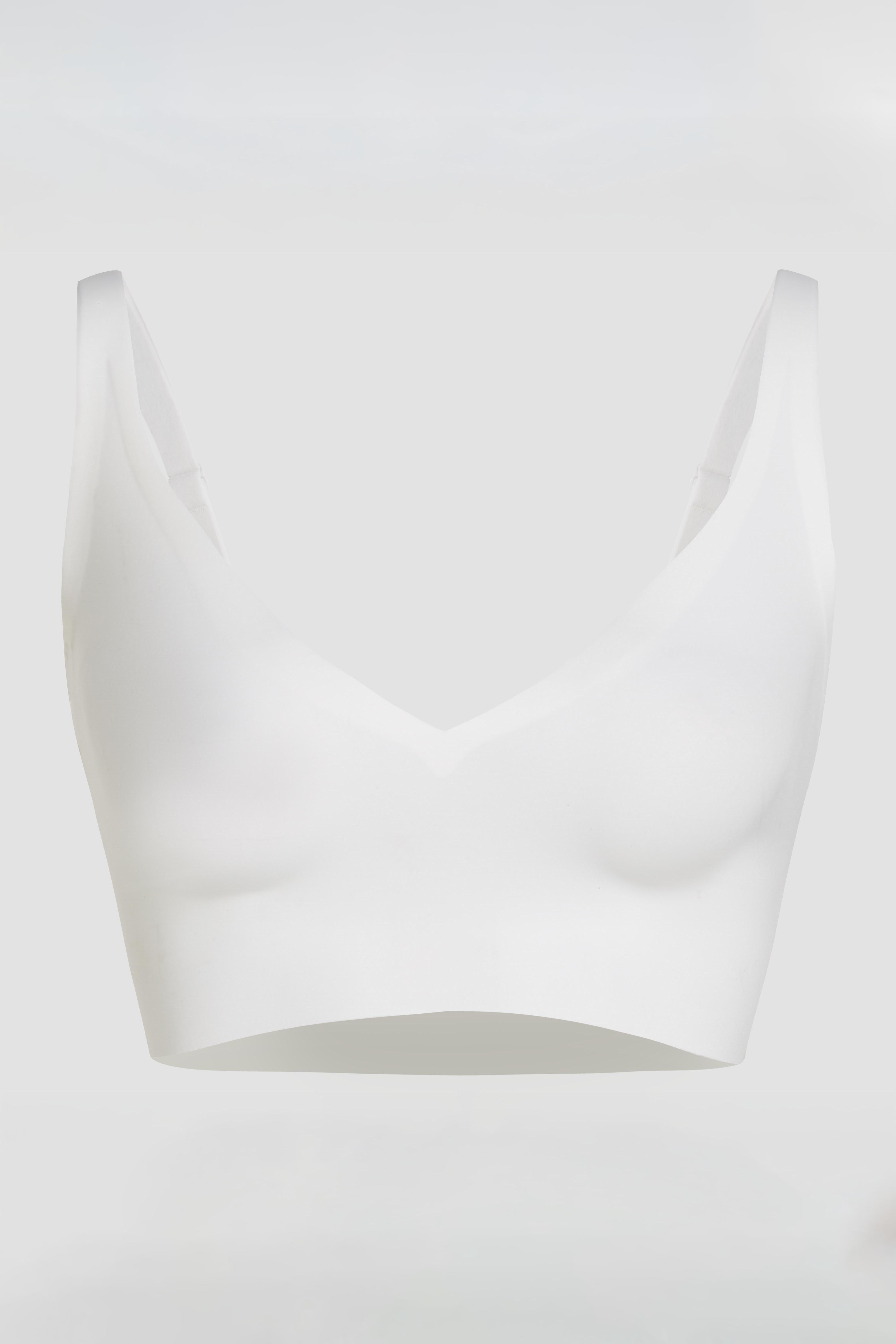 White laser wear bralette product photo with seamless edges and invisible finish under clothing