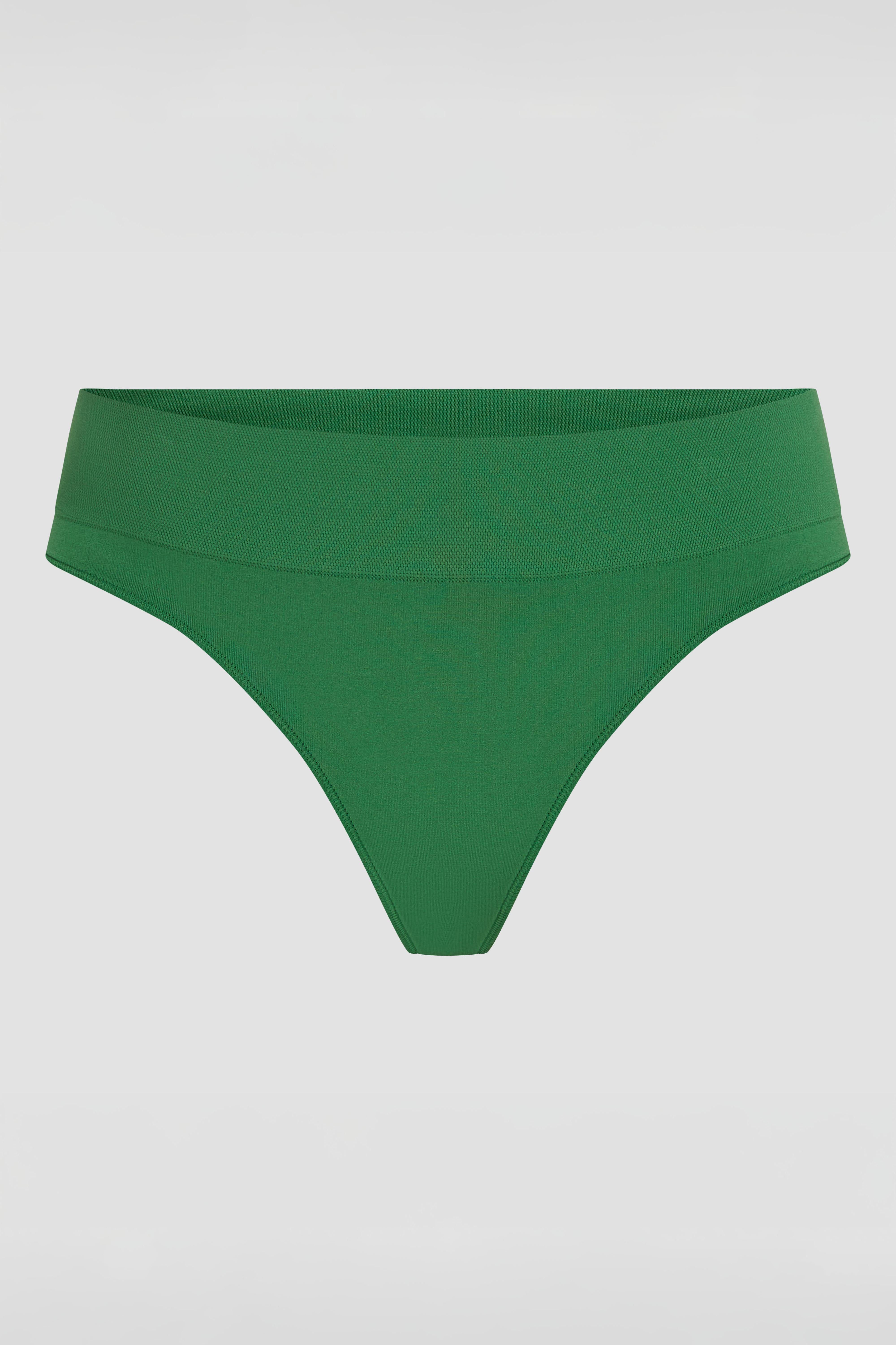 Detailed product photo of green seamless brazilian underwear with soft stretch fabric