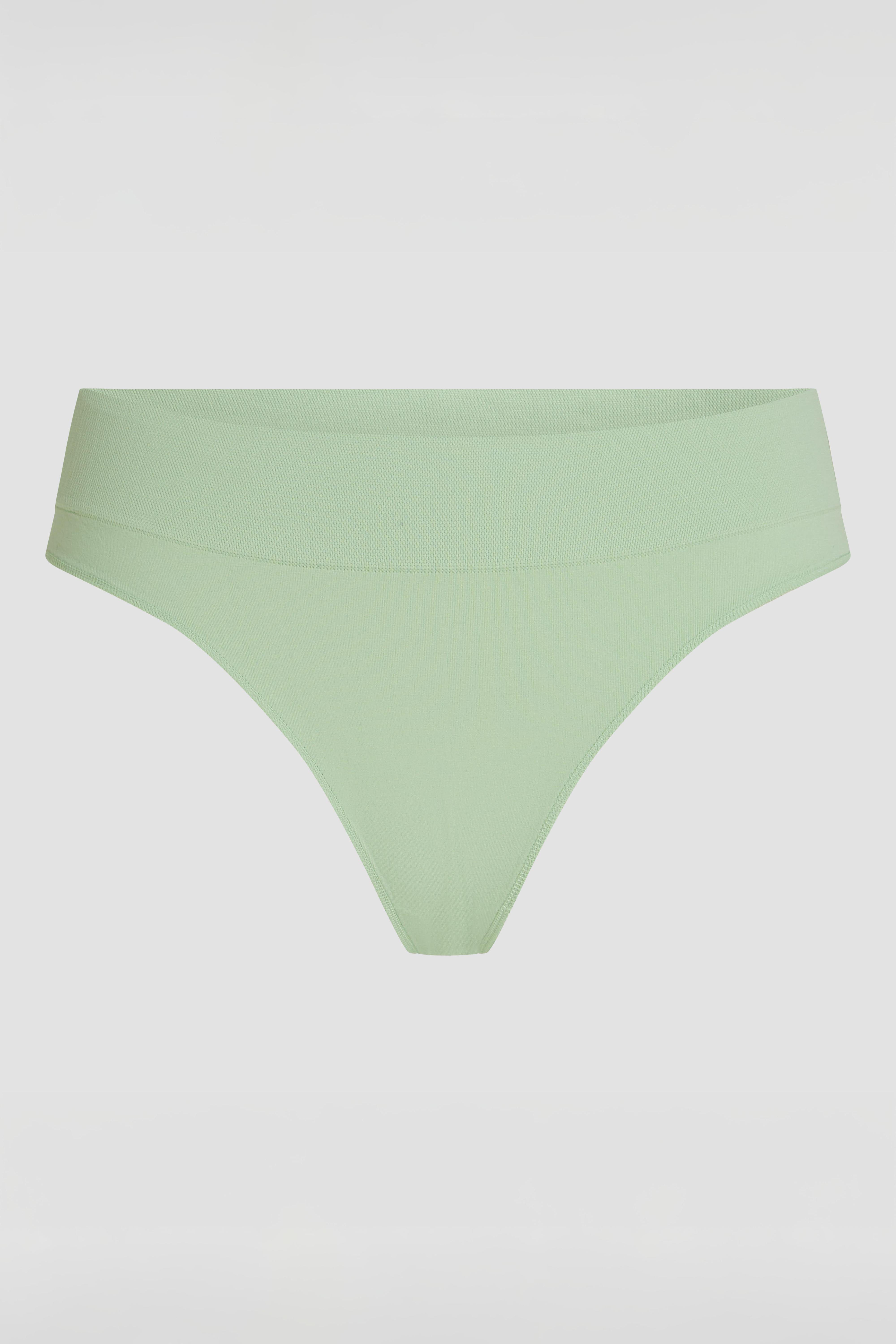 Detailed product photo of matcha seamless brazilian underwear with lightweight stretch fabric