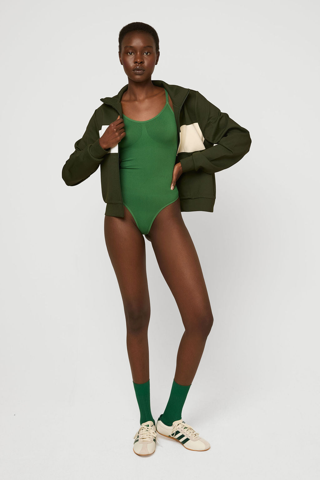 Rib body thong Green