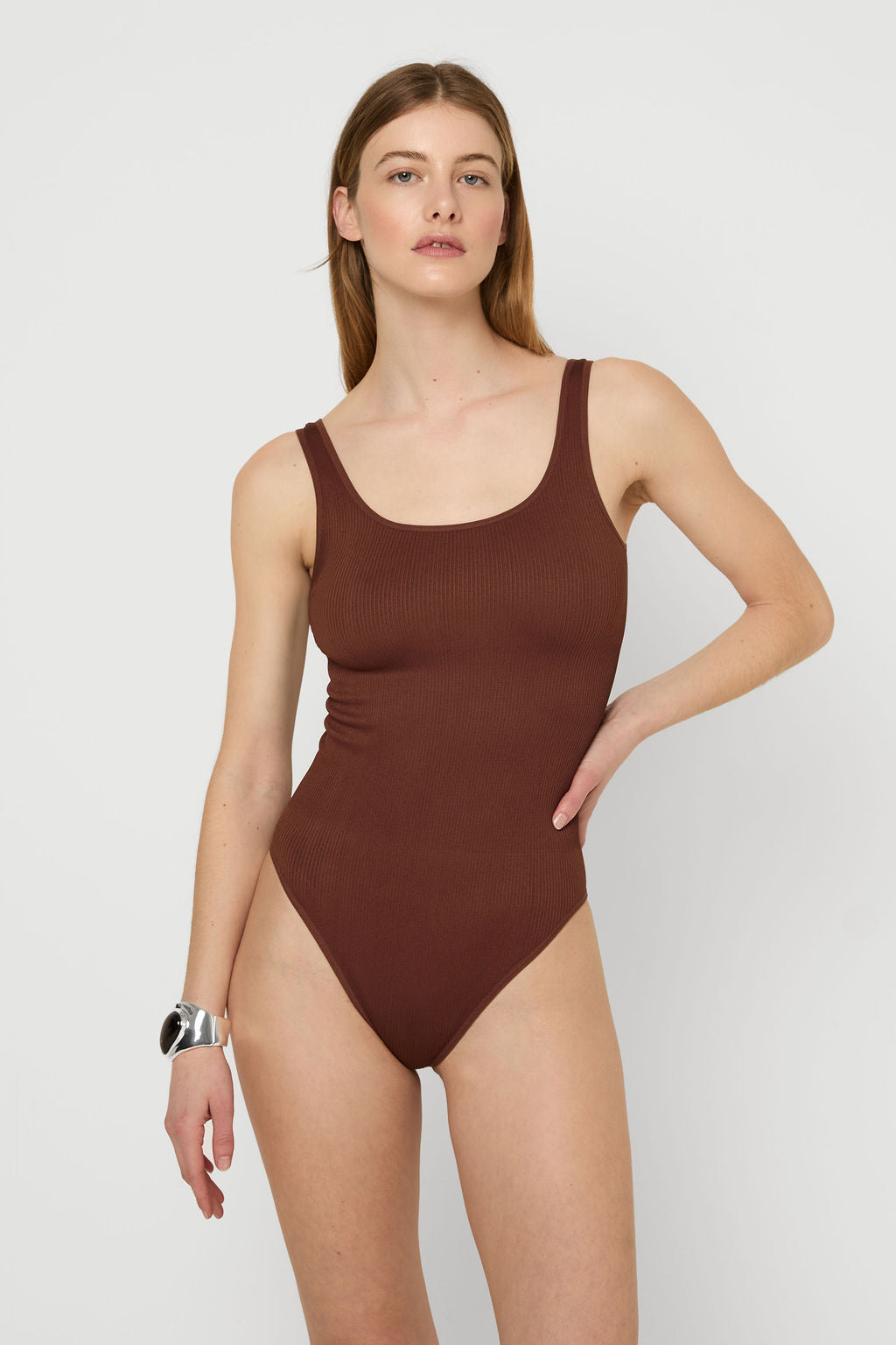 Rib body brief Brown