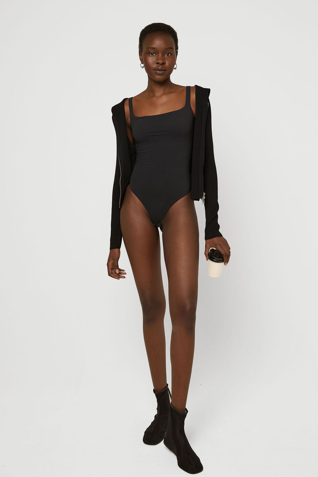 Softskin Bodysuit square neck Black