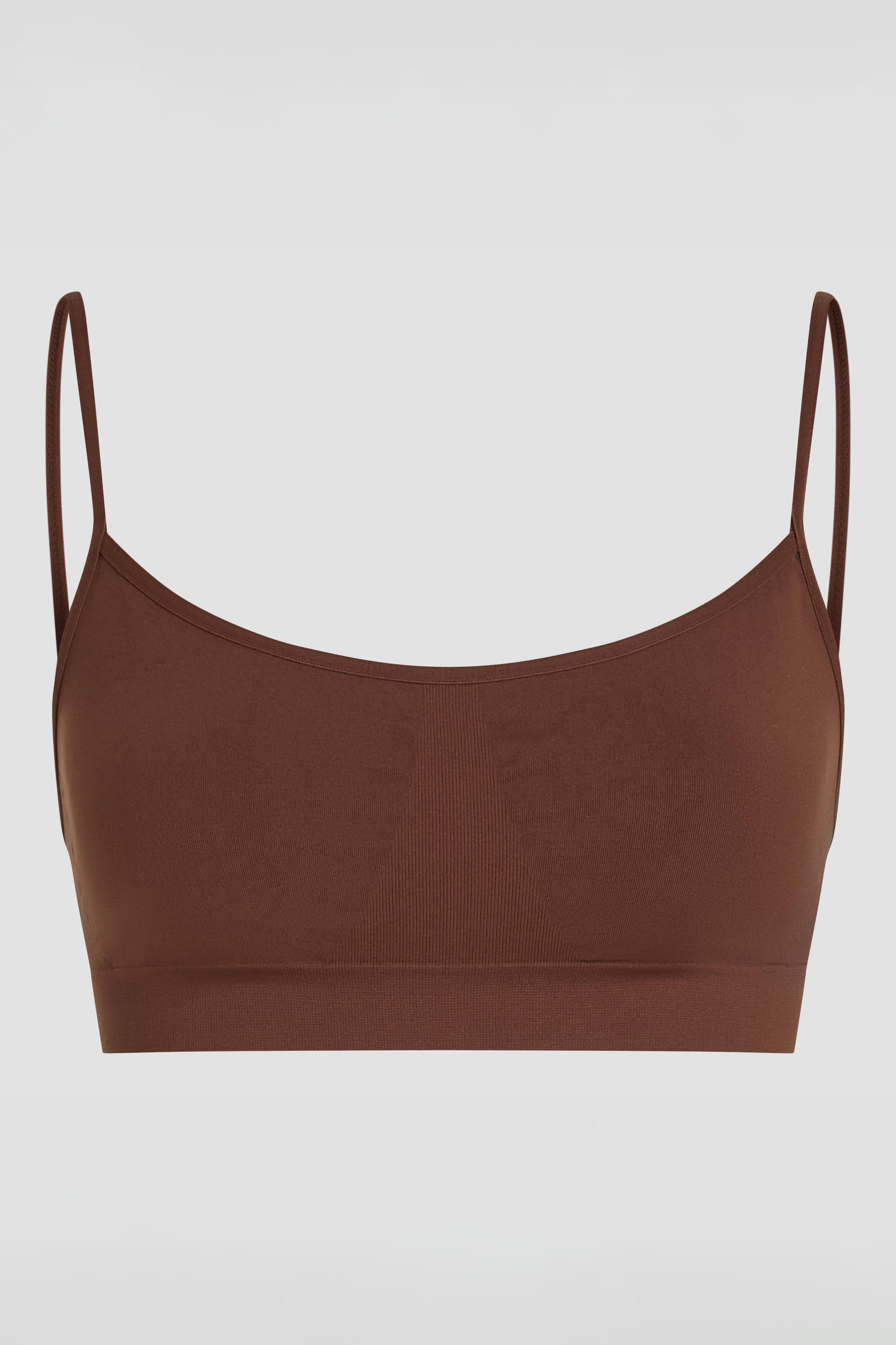 Brown scoop neck bra product image with breathable fabric and comfortable fit