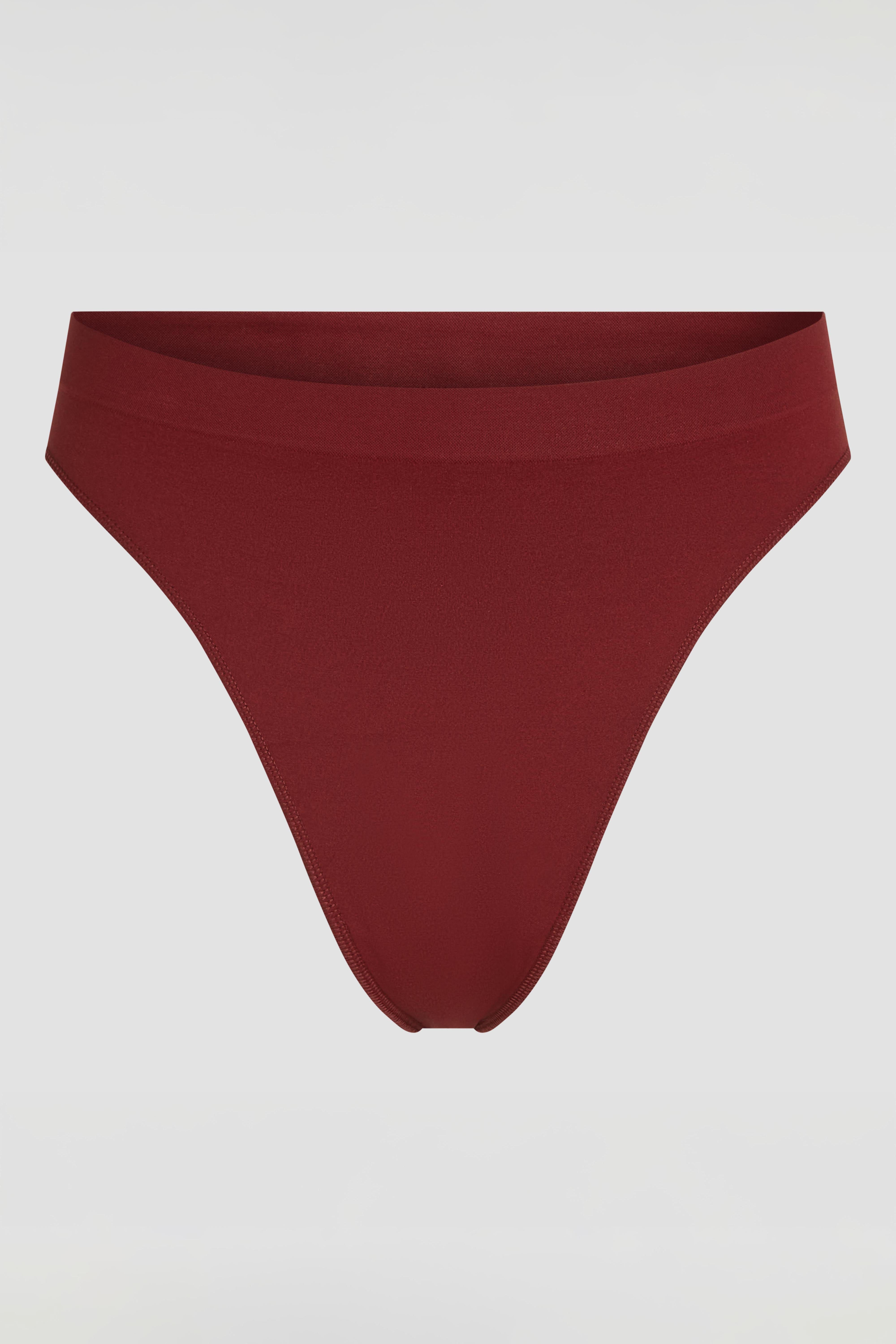 Bordeaux shapewear thong product photo with subtle tummy shaping and seamless fit