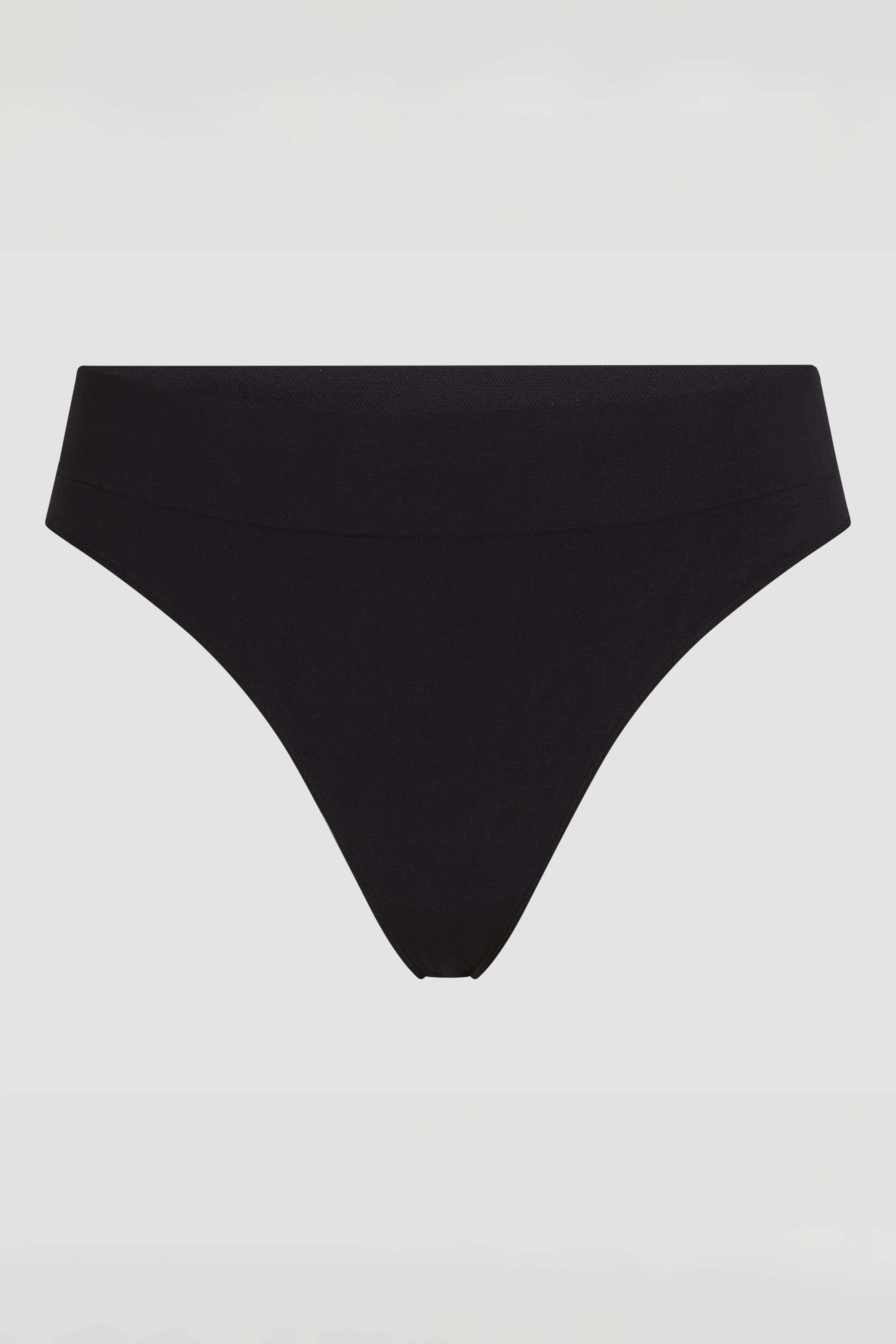 Essentials black thong made from soft breathable stretch fabric