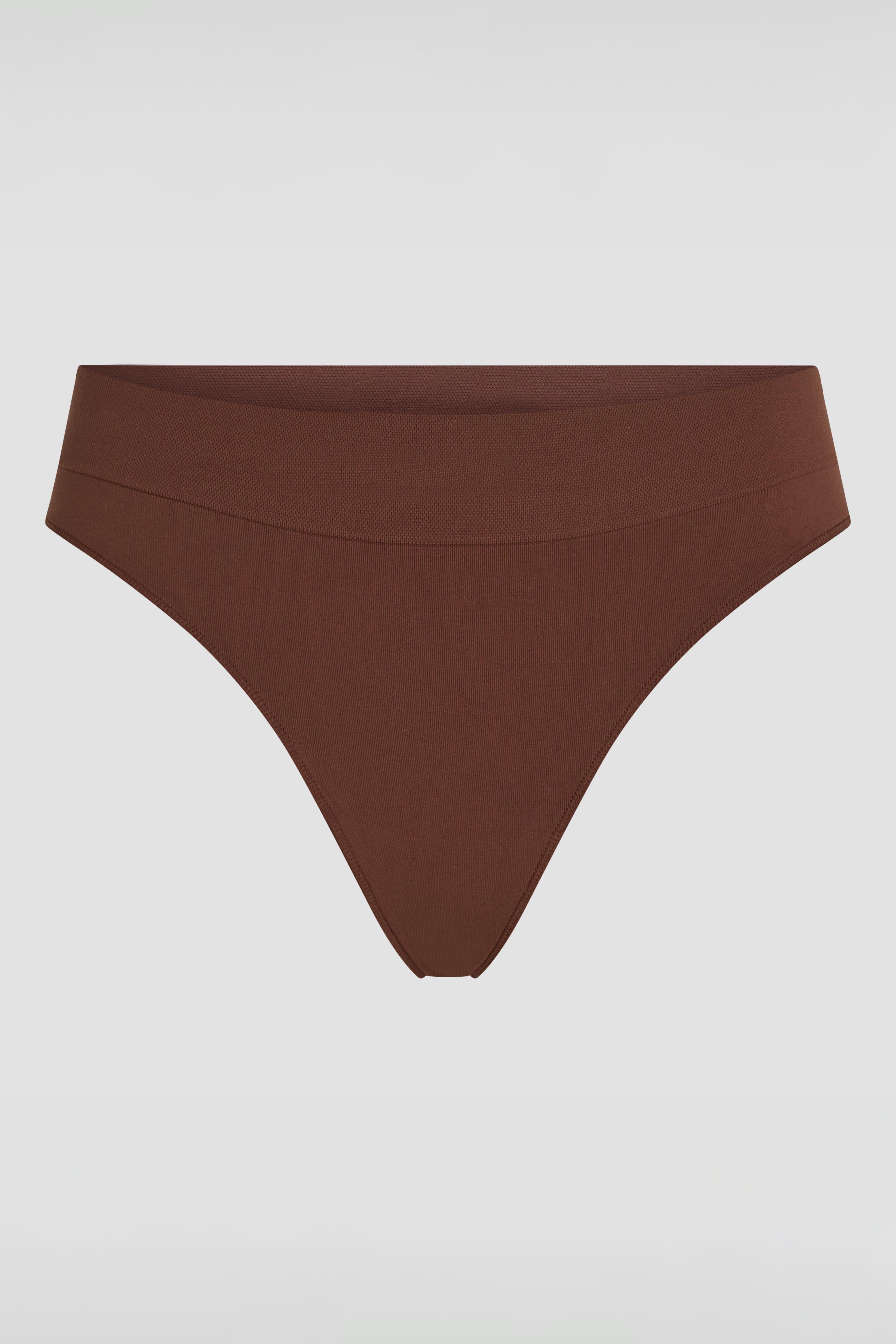 Brown everyday thong underwear, invisible under tight clothing