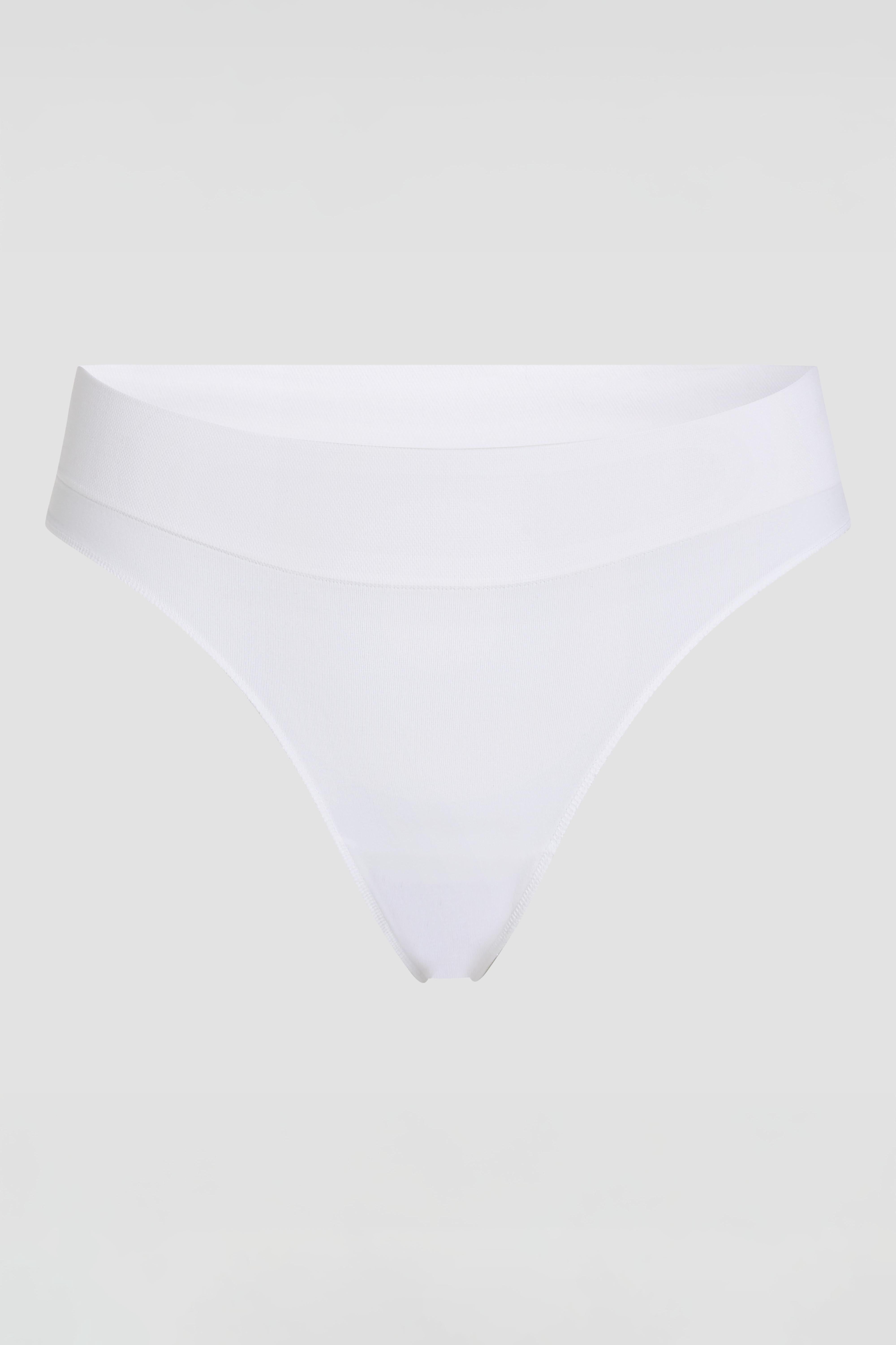 Seamless white thong from Essentials Collection with second skin fit