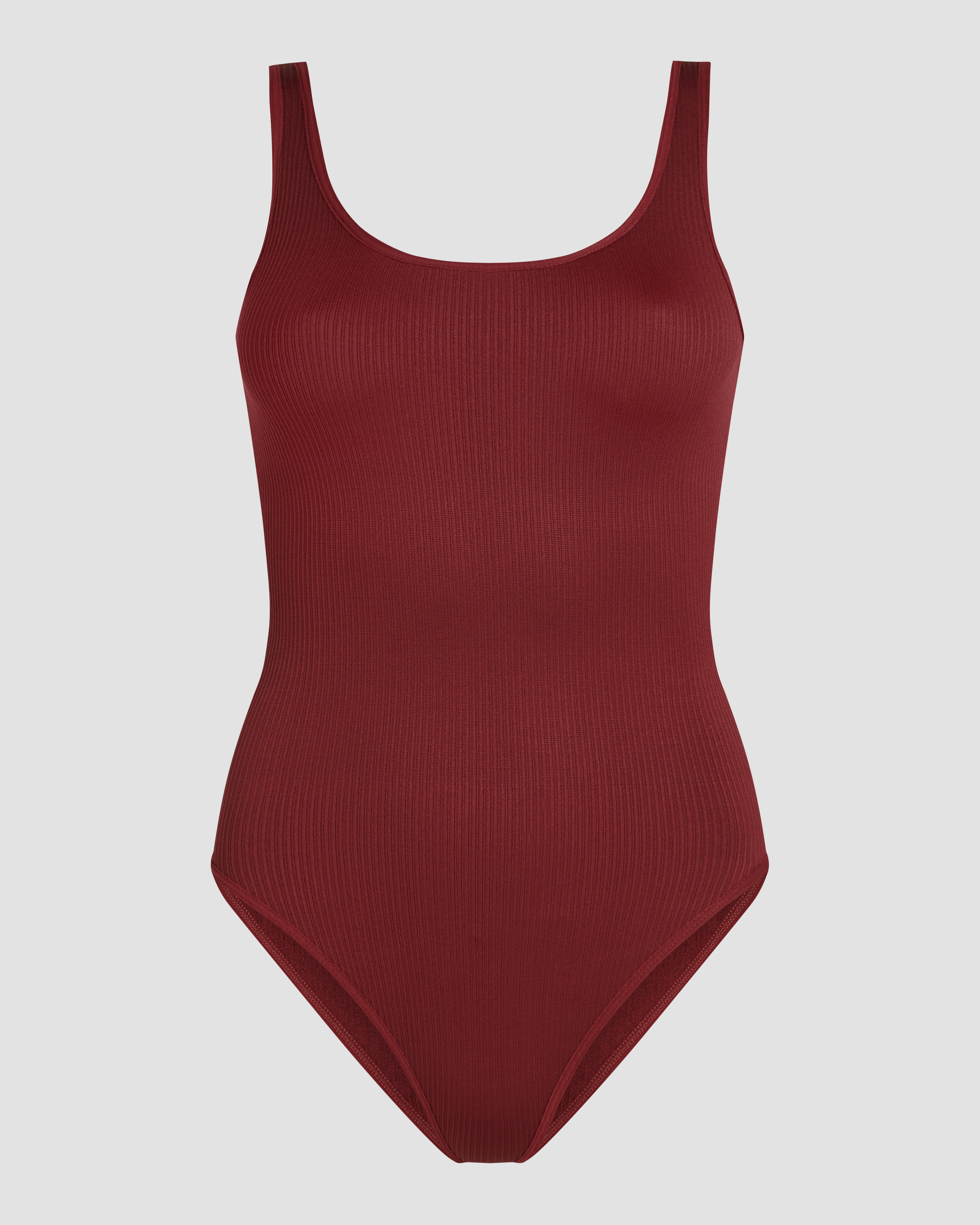 Ribwear bodysuit in bordeaux with a structured ribbed finish and a body hugging fit for a clean and elevated appearance product image
