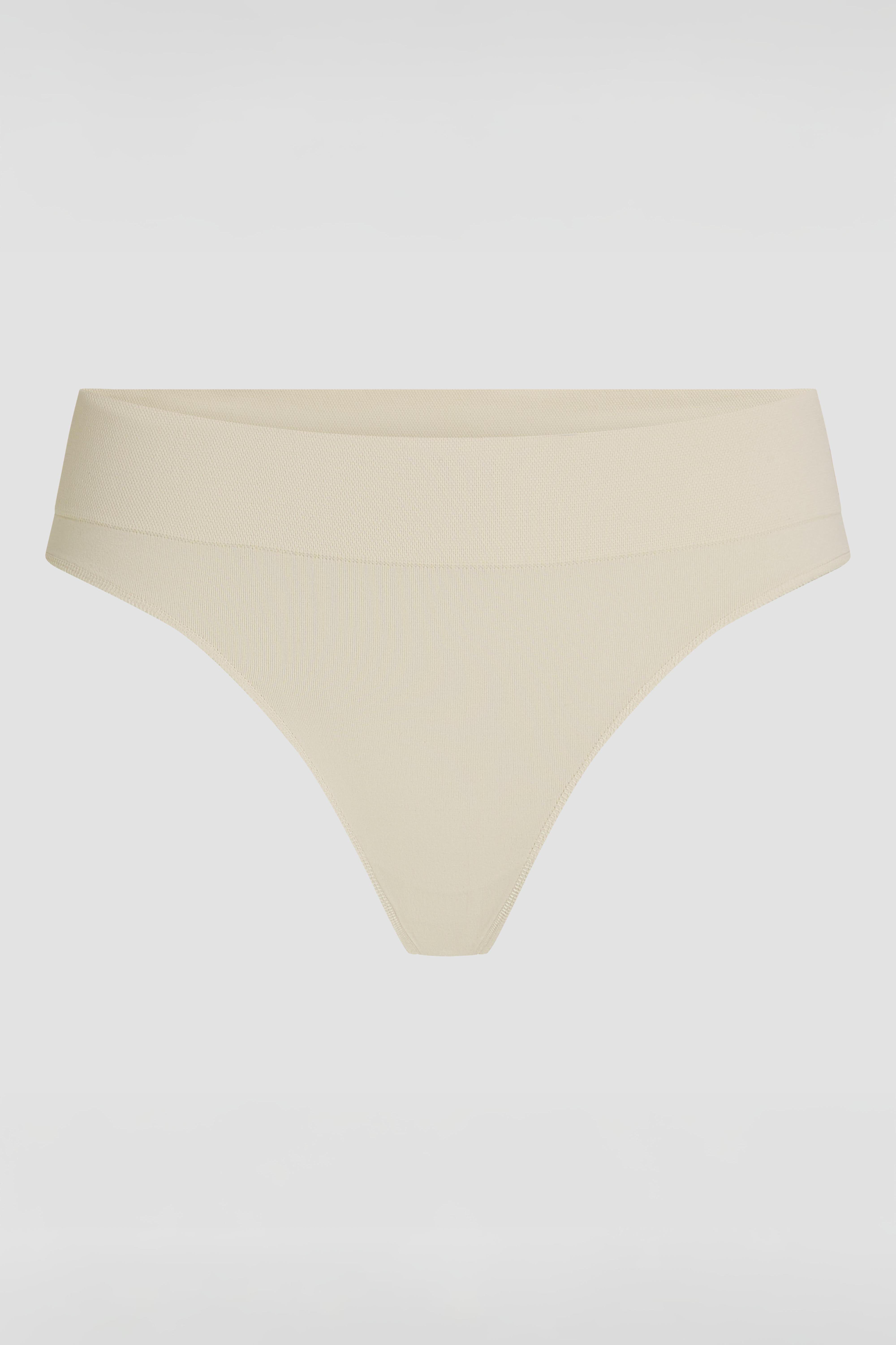 Beige seamless brazilian underwear product photo with second skin feel and smooth silhouette