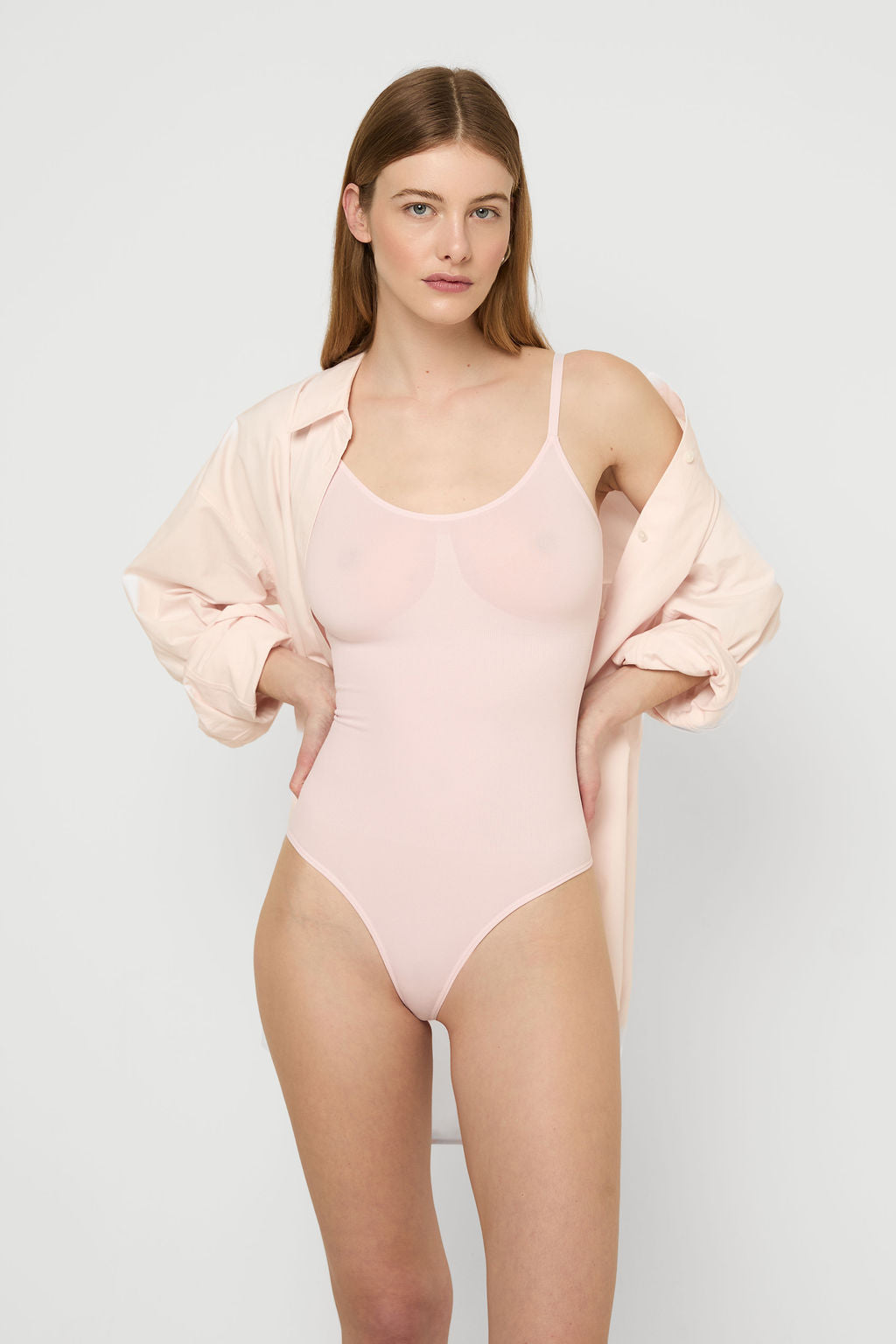 Rib body thong Pink