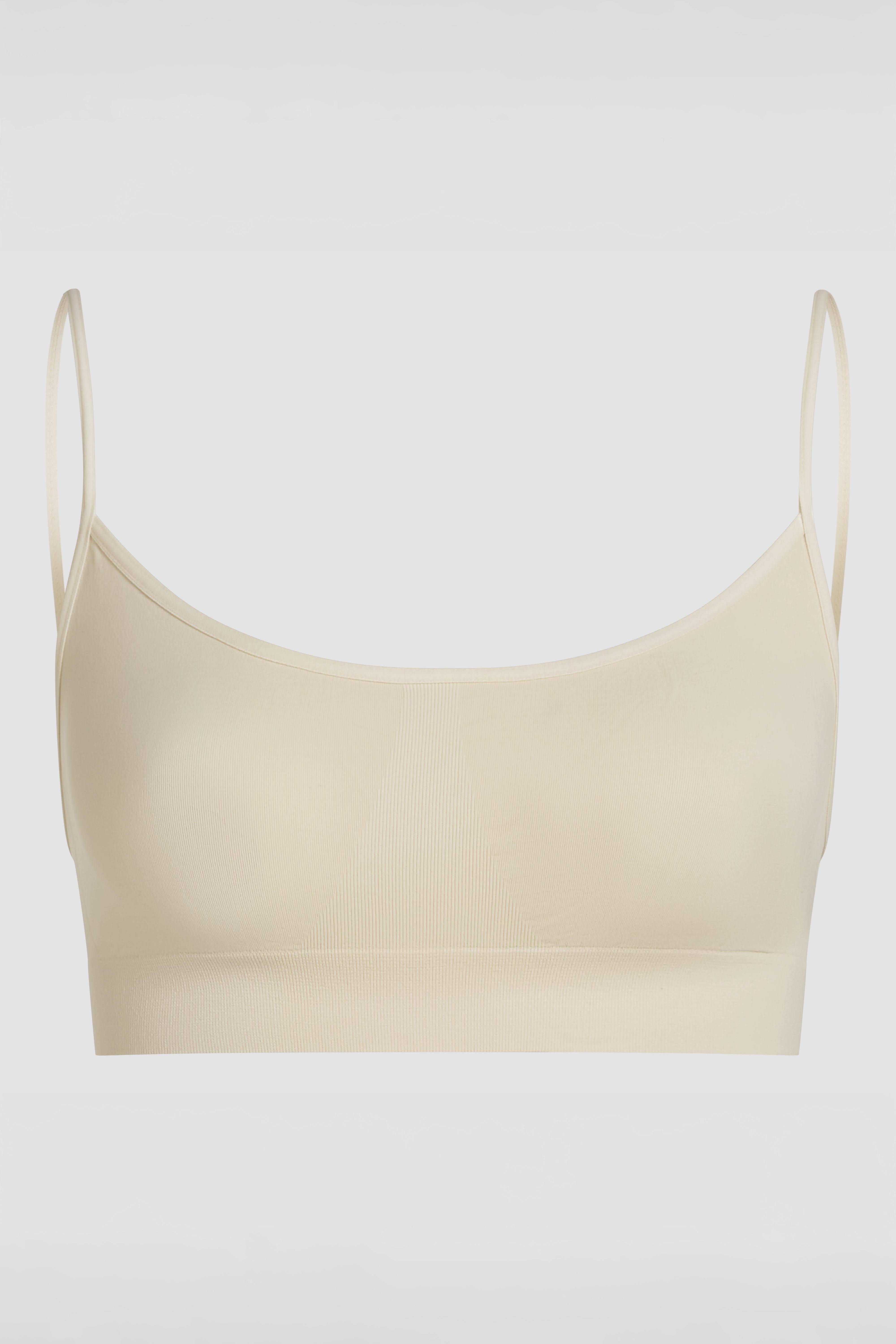 Beige everyday scoop bralette product photo with light support and feminine silhouette