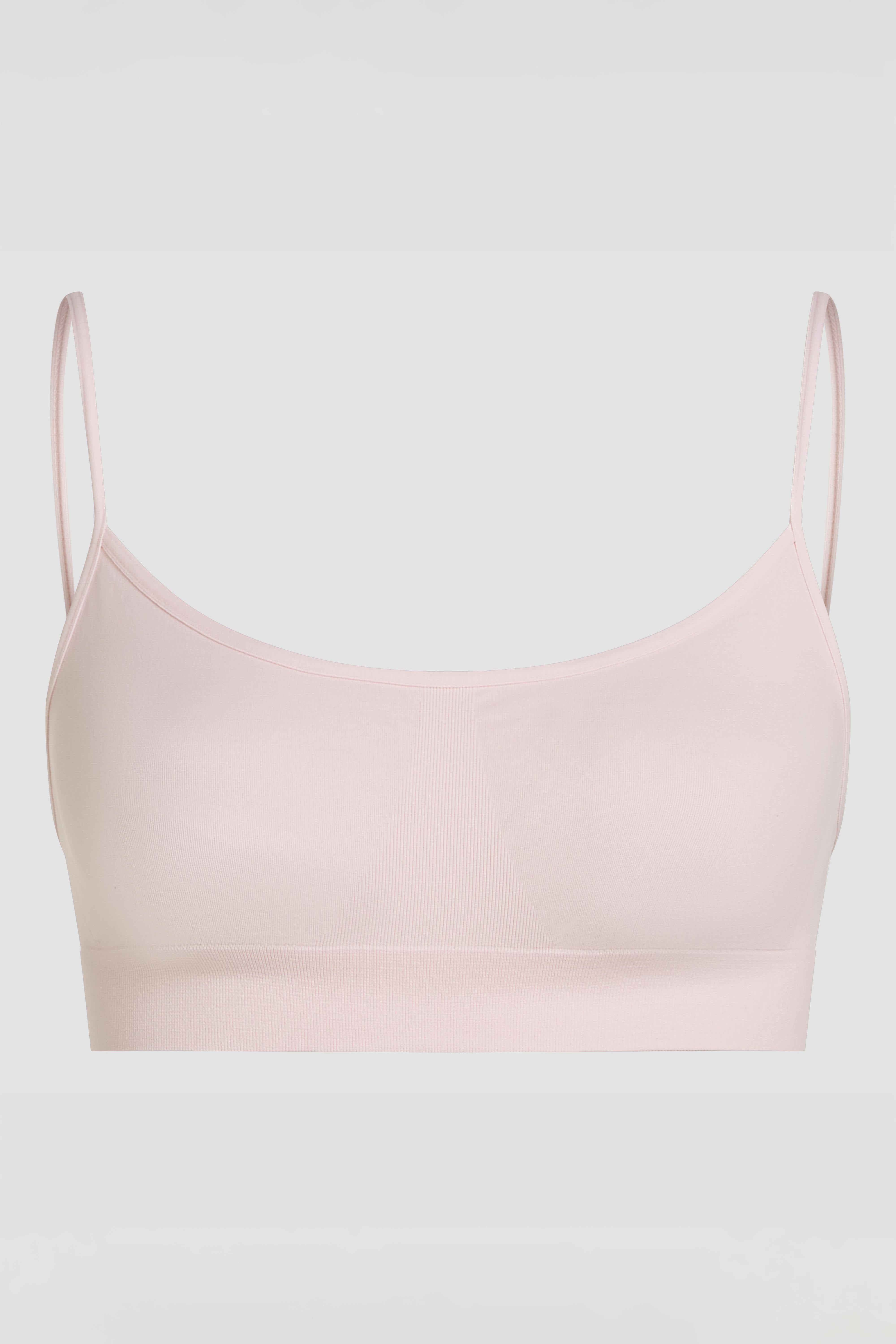 Essentials pink scoop neck bralette product image with soft breathable stretch fabric