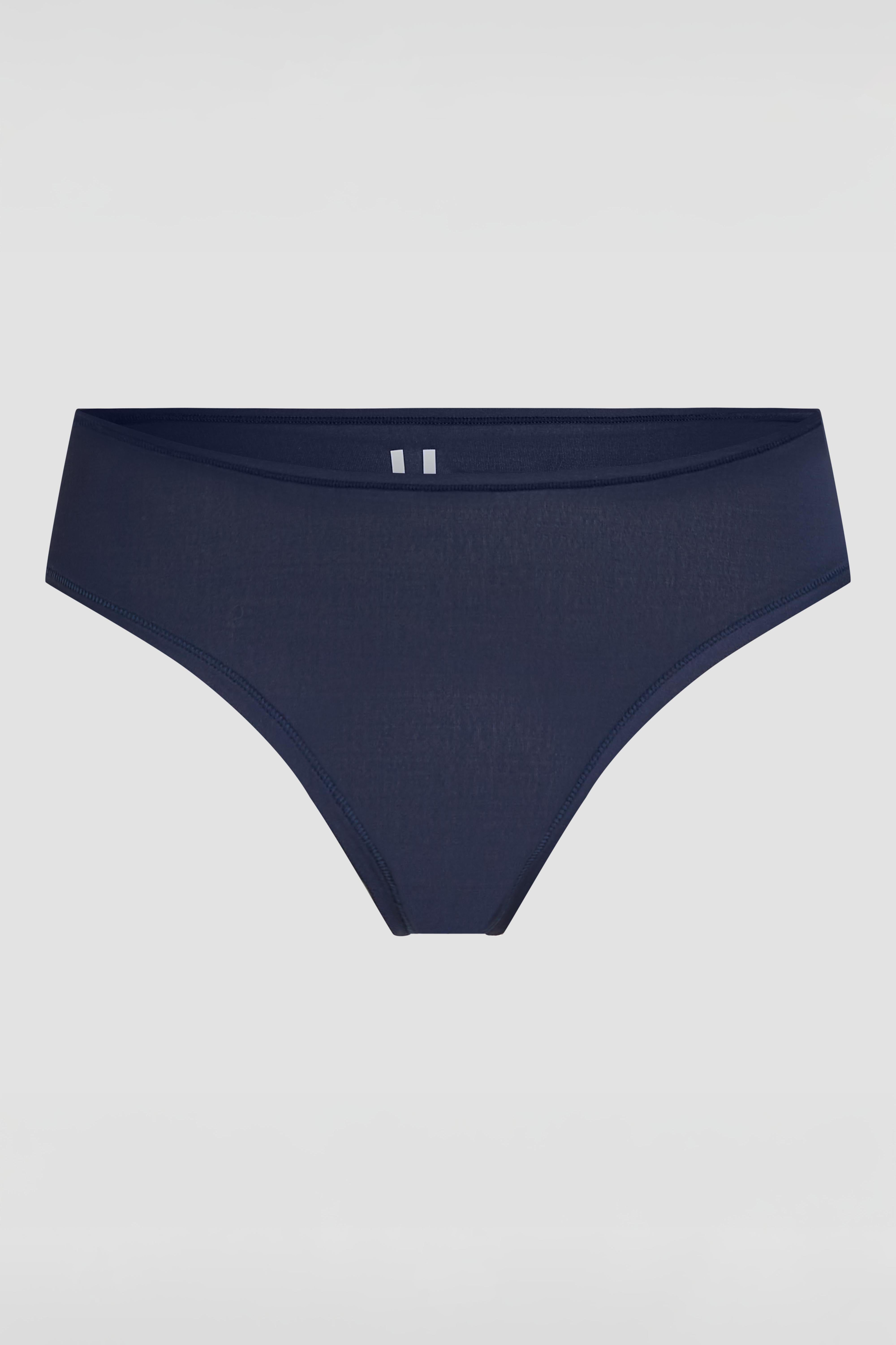 Dark blue soft skin thong product image with second skin feel and minimal seamless design