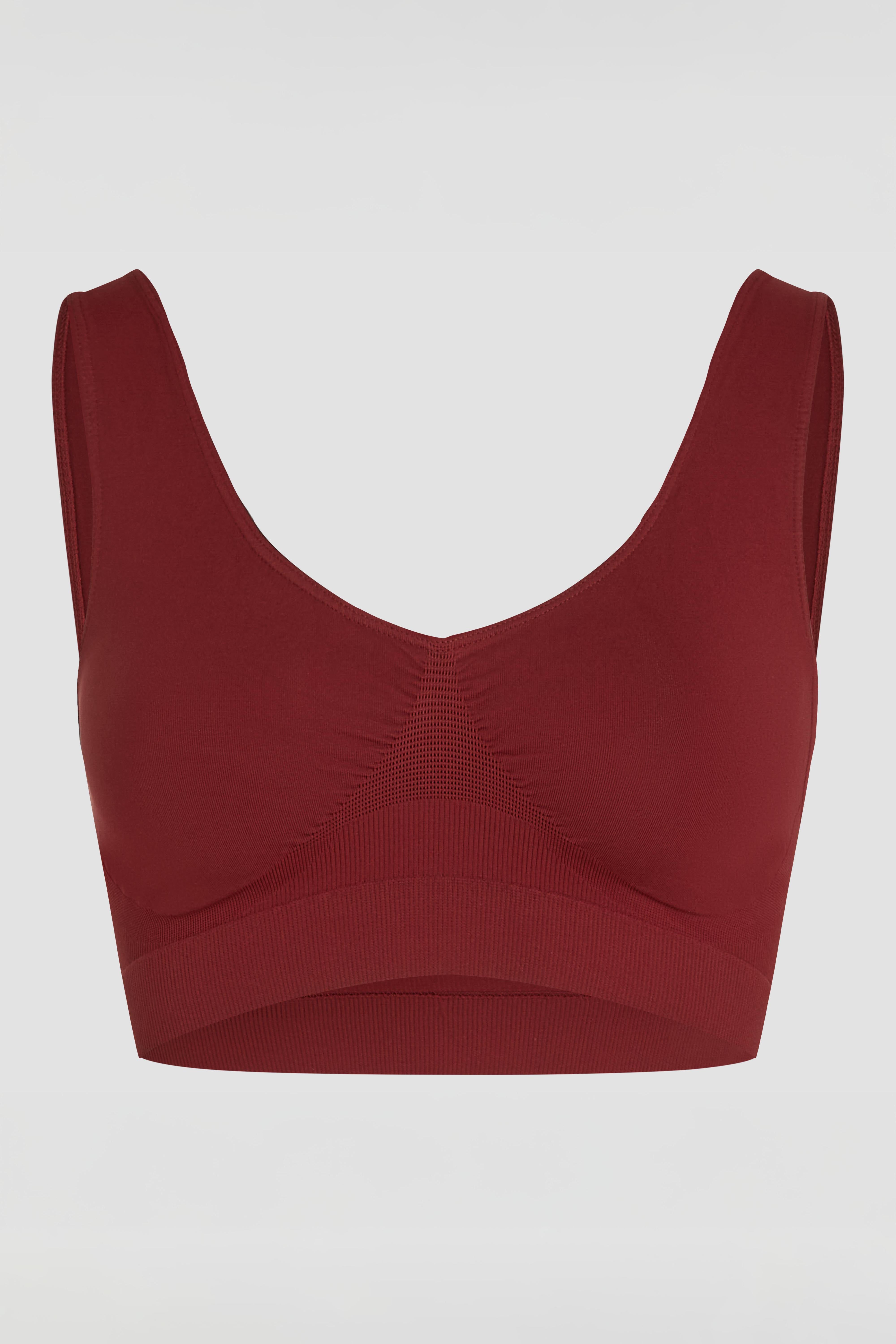 Bordeaux tank bralette product photo with second skin feel and minimal design