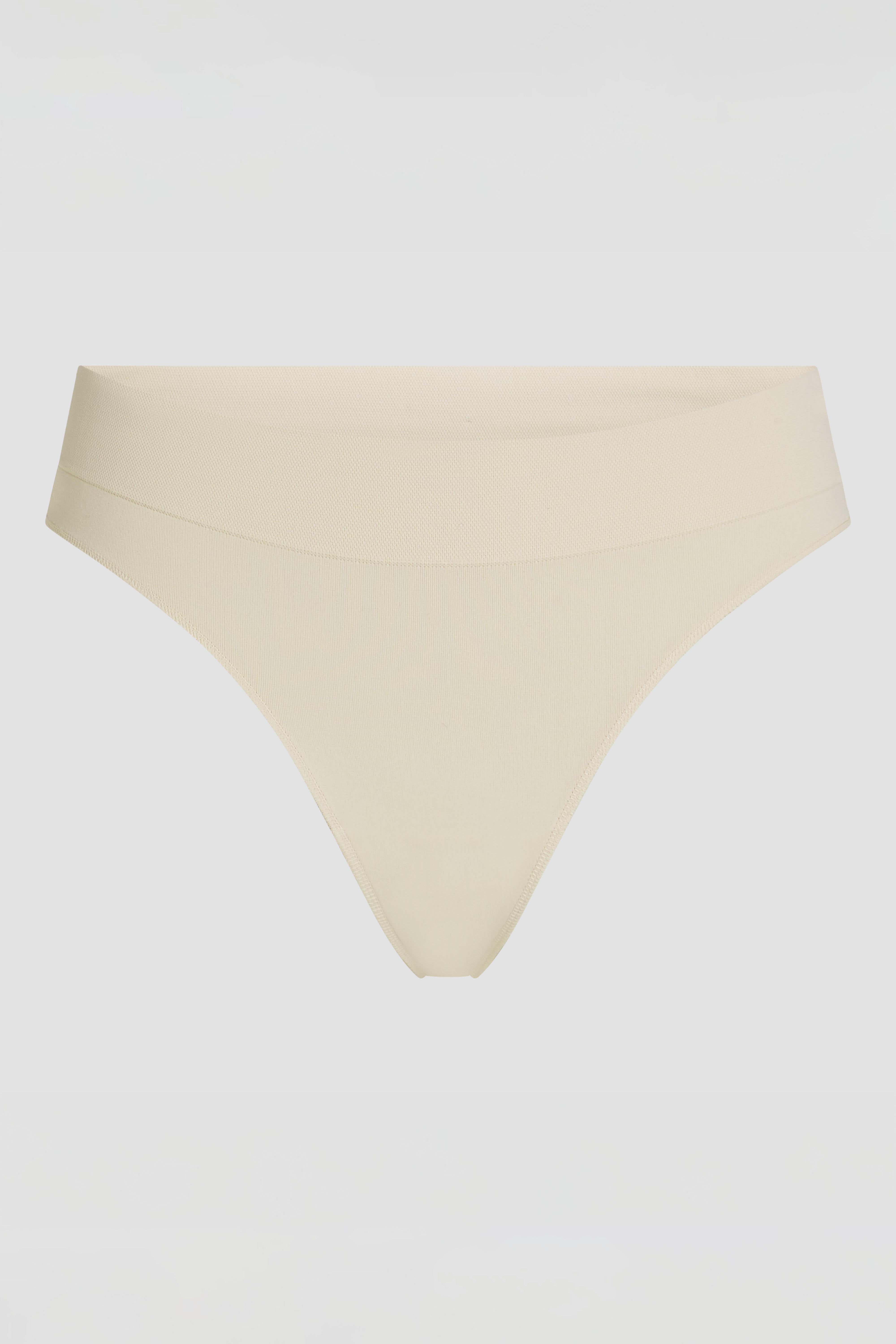 Close-up of beige seamless thong