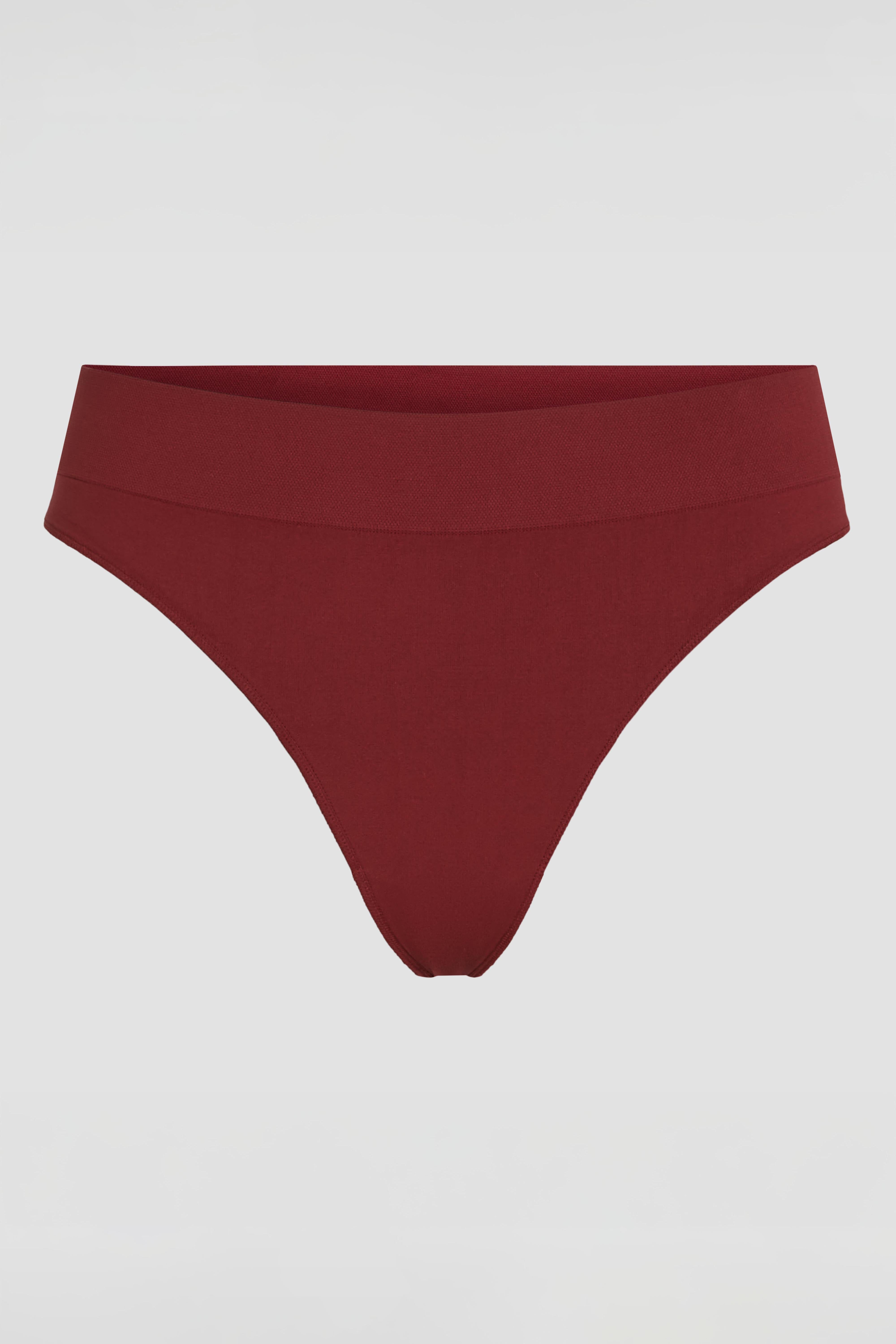 Burgundy seamless lingerie thong with minimal design and comfortable fit